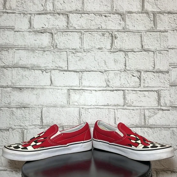 Vans Classic Slip on Drip Red black/white checkerboard - Picture 8 of 10